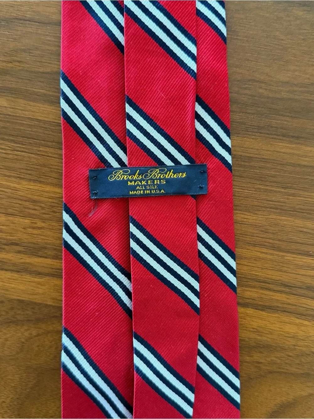 Brooks Brothers Red Striped Tie with Navy and White Accents